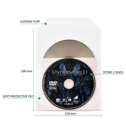 Pochette DVD Simple / Double avec feutre de protection - 50 pcs.